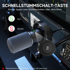 FIFINE Dynamisches XLR & USB Studio Mikrofon – Profi Podcast Mikrofon für PC, Mac, PS4/PS5, Streaming, Gaming & Aufnahmen mit Nierencharakteristik und DSP-Funktionen,K688