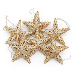 Salcar 6er Set Handgefertigte Strohsterne – Natürliche Weihnachtsbaumanhänger aus Stroh, Fünfzackige Sterne für Christbaum & Adventsdeko