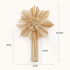 Salcar Christbaumstern aus Stroh, 24,5 cm Schneeflocke – Handgefertigter Baumspitzenstern, Natürlicher Strohstern als Weihnachtsdekoration mit skandinavischem Flair