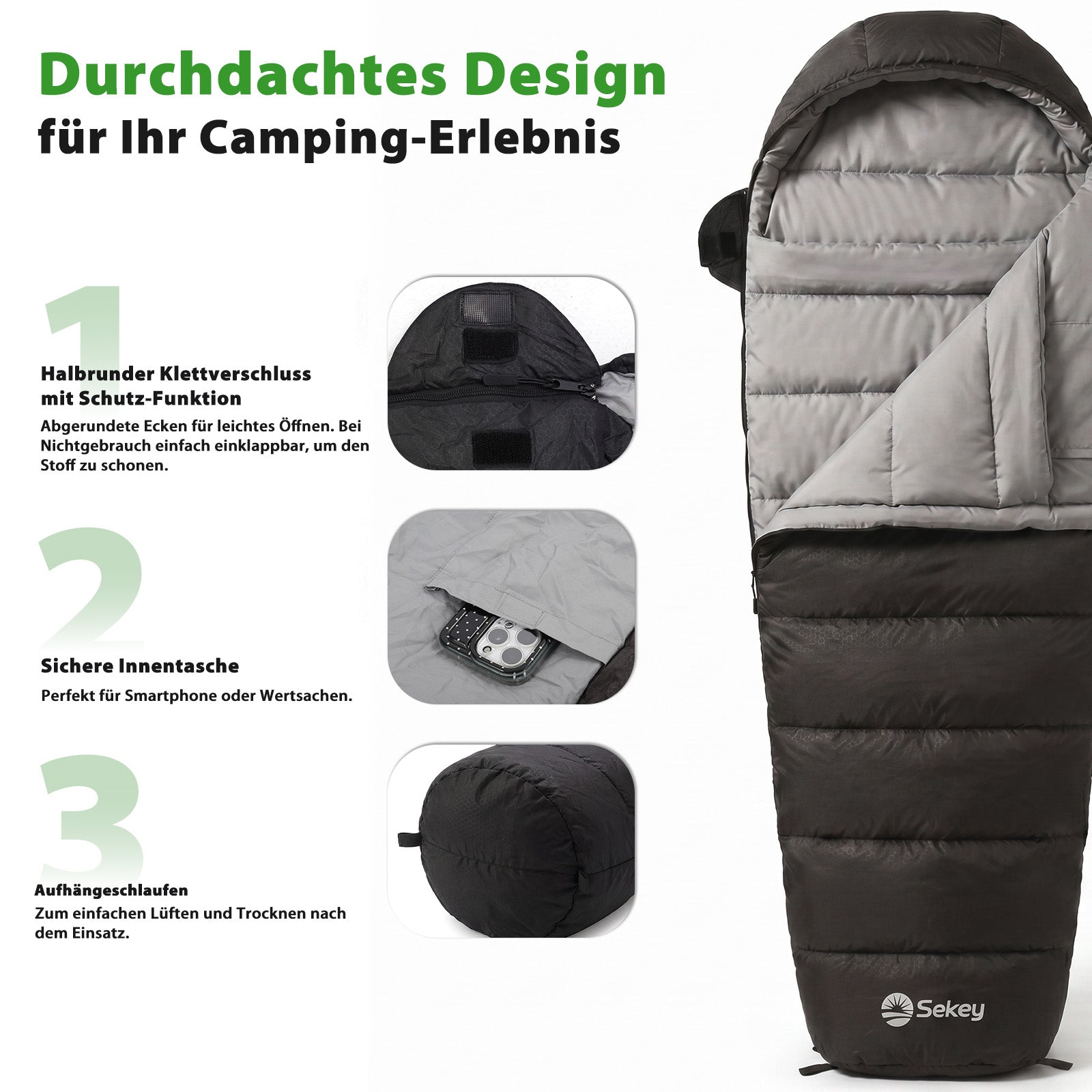 schlafsack für autositz Sekey 4-Jahreszeiten Mumienschlafsack Erwachsene – 1,7 kg Schlafsack m – sekeymall