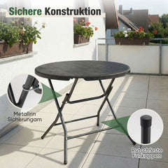 Sekey Runder Klapptisch Ø 81 cm – Campingtisch & Balkontisch klappbar, stabiler Gartentisch in Holzoptik, Beistelltisch für Balkon, Garten & Terrasse
