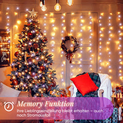 Salcar LED Lichterkette Außen, Warmweiß & Kaltweiß, 14 Modi, Timer & Memory, IP44 Wasserdicht, Weihnachtsbeleuchtung für Garten, Balkon, Party, Hochzeit