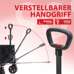 Sunula Faltbarer Bollerwagen 3026 mit Allwetterrädern, 300 L Volumen, 149 kg Tragkraft – Robuster Transportwagen für Strand, Camping, Garten & Einkauf