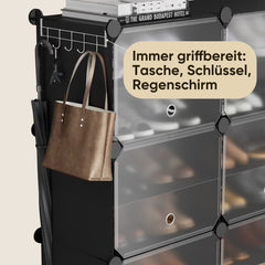 Sekey Shoe Cabinet Black – Modular plug-in system, stable &amp; space-saving, ideal for hallway &amp; wardrobe