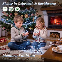 Salcar LED Lichterkette Weihnachten Kaltweiß, 10–15 m, 150–220 LEDs, IP44 Outdoor, 8 Modi, Timer & Memory