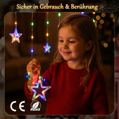 Salcar LED Sterne Lichtervorhang, 2m 160 LEDs, 10 Sterne, 8 Modi, Timer & Memory – Weihnachtsbeleuchtung für Innen & Außen, Warmweiß/Bunt, IP44 Wasserdicht