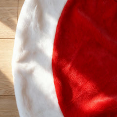Salcar Baumteppich Weihnachten rund, Weihnachtsbaumdecke rot weiß, Plüsch Weihnachtsbaum Röcke