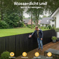 Sekey PVC Sichtschutzmatte – Balkon Sichtschutz mit Abdeckprofil & Kabelbindern, Wind- und Wetterschutz für Balkon und Garten, Anthrazit