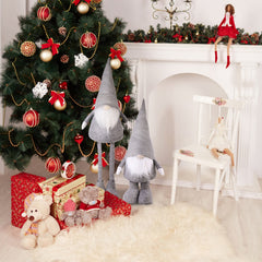 Salcar Weihnachtsdeko Wichtel XL – Großer Deko-Gnom aus Filz, höhenverstellbar von 60–92 cm, Teleskopbeine, perfektes Geschenk zu Weihnachten & Thanksgiving – Grau Salcar