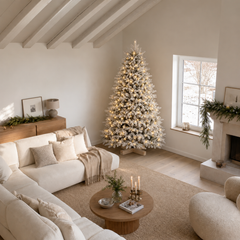Salcar 180 Artificial Christmas tree with snow, wooden stand, with 908 tips made of PVC and PE
