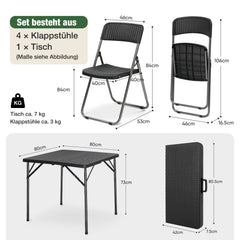 Sekey 5-piece garden furniture set, 4 chairs with folding table