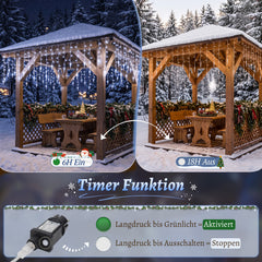 Salcar Eiszapfen Lichterkette 5 m – 200 LEDs Kaltweiß, 8 Modi, Timer & Memory, IP44