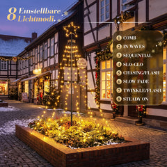 Salcar LED Lichterbaum für Außen mit warmweißen LEDs, 8 Lichtmodi, Timer & Memory, IP44 – 1,8 m / 2 m