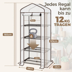 Sekey Mini Greenhouse for Tomatoes with 4 Levels – Compact Foil Greenhouse for Balcony &amp; Garden, Stable &amp; Space-Saving (160×70×50 cm)