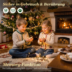 Salcar LED Lichterkette Weihnachten Warmweiß, 5–15 m, 85–220 LEDs, IP44 Outdoor, 8 Modi, Timer & Memory