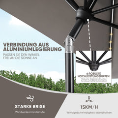 Sekey Sonnenschirm 210 x 140 cm Aluminum Sonnenschirm Rechteckig, mit Kurbel Sekey