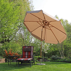Sekey 300 cm wooden parasol with valance, sun protection UV50+
