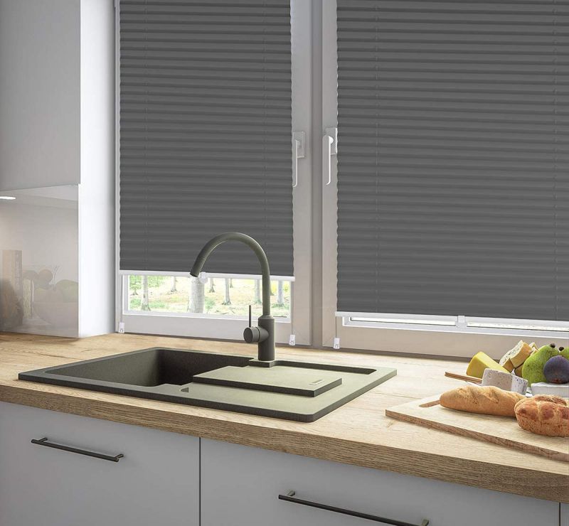 Sekey pleated blinds without drilling, dark grey