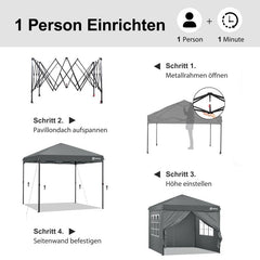 Sekey 3x3 m folding gazebo with 4 side panels and 4 sandbags