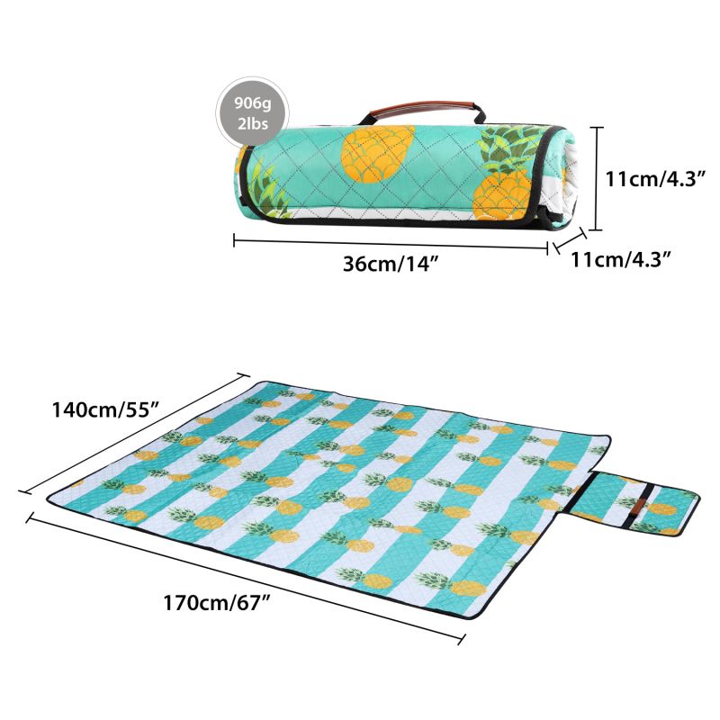 Sekey 170 x 140 cm Picknickdecke aus Ananas-Muster 210D Oxford-Gewebe