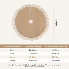 Salcar Weihnachtsbaumdecke Rund aus Leinen mit Rüschenrand – Hochwertiger Christbaumrock für ein sauberes Zuhause und festliche Weihnachtsdekoration