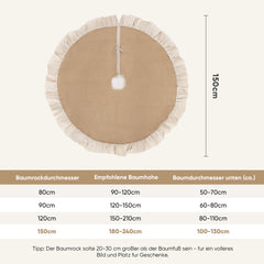Salcar Weihnachtsbaumdecke Rund aus Leinen mit Rüschenrand – Hochwertiger Christbaumrock für ein sauberes Zuhause und festliche Weihnachtsdekoration