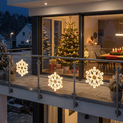 Salcar LED Schneeflocke 45 cm Warmweiß & Kaltweiß – 420 LEDs, IP44, Timer, Weihnachtsdeko