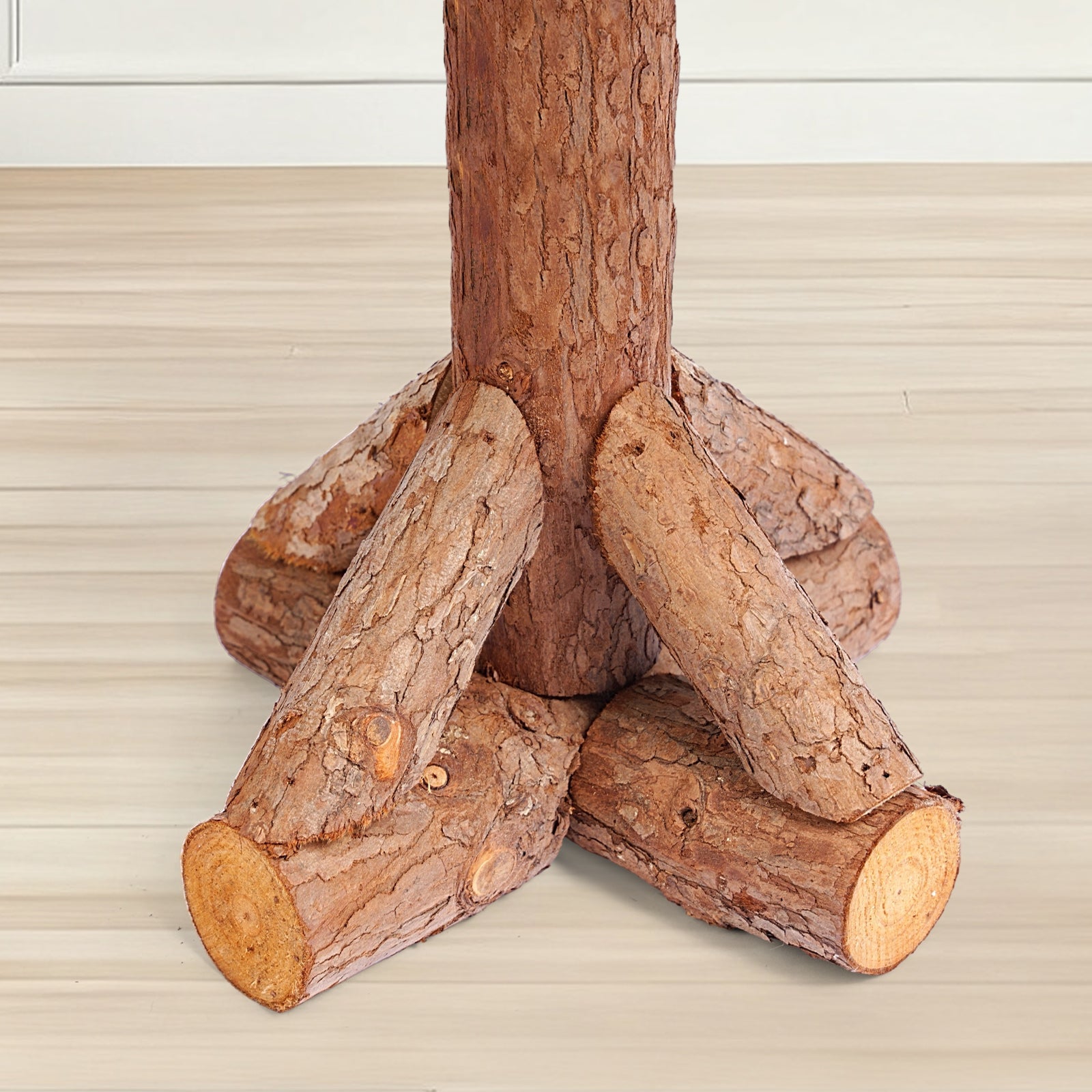 Salcar Künstlicher Weihnachtsbaum mit echtem Holzstamm – 100 % PE, zartgrün – 90 cm / 120 cm, naturgetreu & pflegeleicht