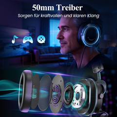 Fifine 3,5mm / USB Gaming Headset mit Mikrofon, 50mm Treiber, H9