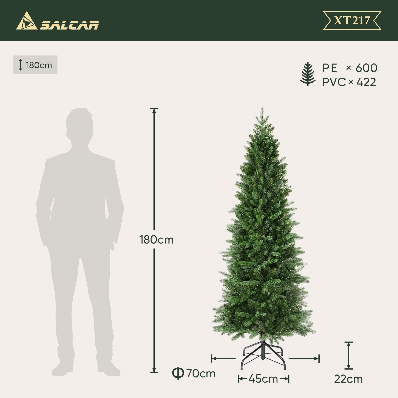 Salcar Künstlicher Weihnachtsbaum Slim – Schmaler Tannenbaum in – sekeymall