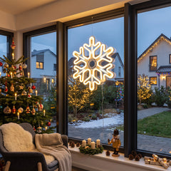Salcar LED Schneeflocke 45 cm Warmweiß & Kaltweiß – 420 LEDs, IP44, Timer, Weihnachtsdeko