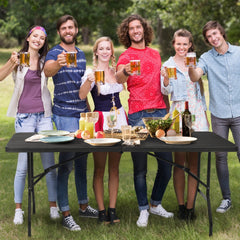 Sekey Klapptisch Gartentisch klappbar – Rattan-Optik/Glatt, wetterfest & tragbar, ideal für Balkon, Garten & Party Sekey