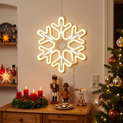 Salcar LED Schneeflocke 45 cm Warmweiß & Kaltweiß – 420 LEDs, IP44, Timer, Weihnachtsdeko