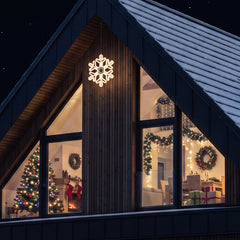 Salcar LED Schneeflocke 45 cm Warmweiß & Kaltweiß – 420 LEDs, IP44, Timer, Weihnachtsdeko