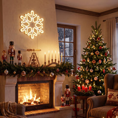 Salcar LED Schneeflocke 45 cm Warmweiß & Kaltweiß – 420 LEDs, IP44, Timer, Weihnachtsdeko
