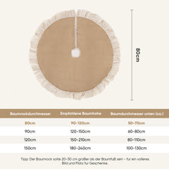 Salcar Weihnachtsbaumdecke Rund aus Leinen mit Rüschenrand – Hochwertiger Christbaumrock für ein sauberes Zuhause und festliche Weihnachtsdekoration