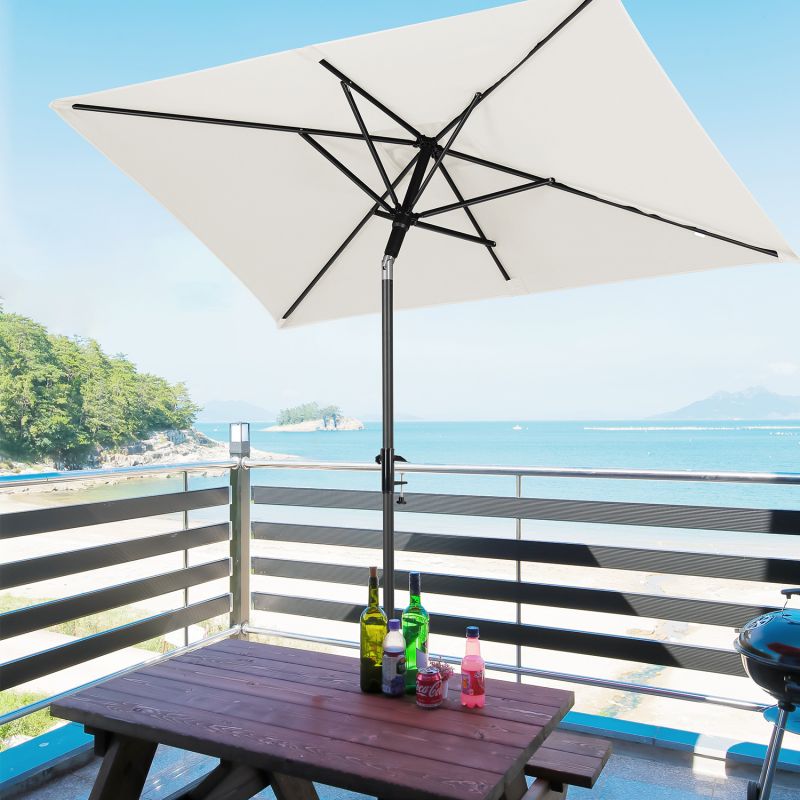 Sekey 200 x 125 cm balcony umbrella rectangular with balcony railing, sun protection UV50+