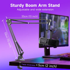 FIFINE USB / XLR Dynamisches Mikrofon mit Arm, Stummschalttaste und Kopfhörerbuchse