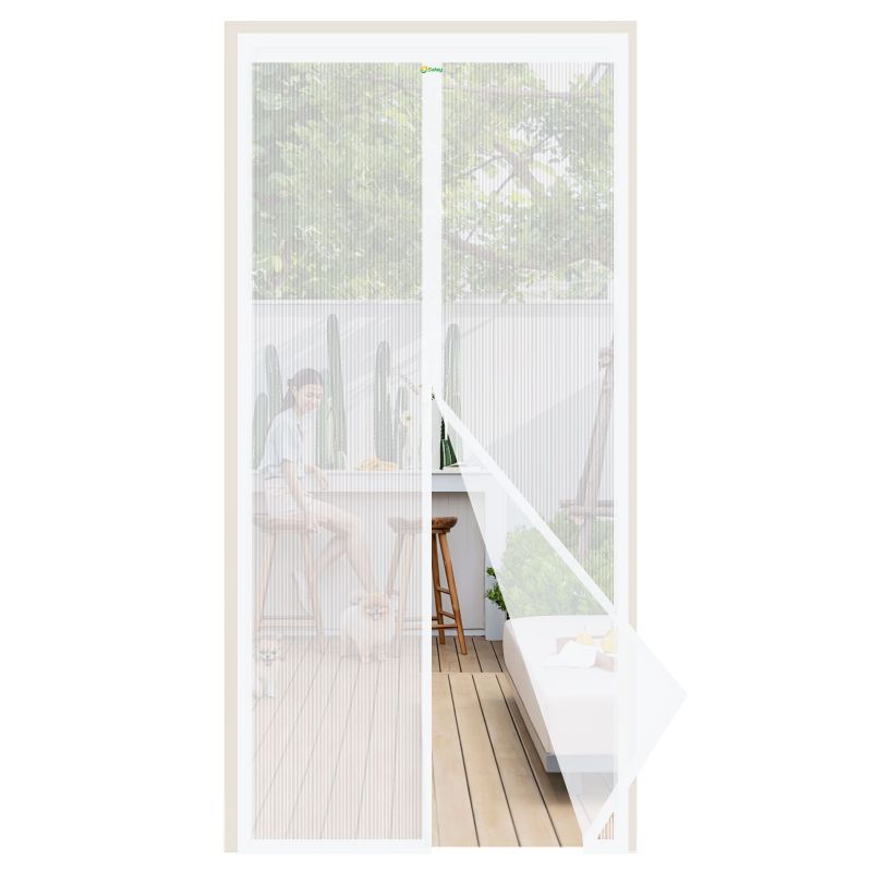 Sekey scratch-resistant magnet fly screen door made of polyester, white