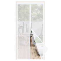 Sekey scratch-resistant magnet fly screen door made of polyester, white