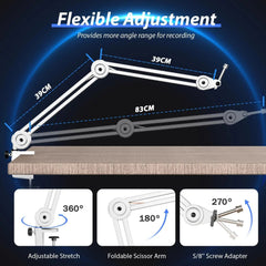 Fifine 2 kg Mikrofon Arm mit Mikrofonclip, 3/8" bis 5/8" Adapter, BM63 Sekey