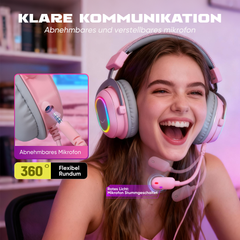 Fifine USB Gaming Headset mit Mikrofon, 3 EQ-Modi und 50mm Treiber, H6