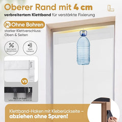 Sekey Fliegengitter Balkontür Magnet, Insektenschutz, Zentraler Privatschutzbereich, Klettverschluss-Montage, Ohne Bohren, Für Holz-, Eisen- und Aluminiumtüren, Weiß Sekey