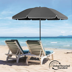 Sekey Sonnenschirm Ø160 cm rund – Strand- & Balkonschirm mit Neigungswinkel & Höhenverstellung, inkl. Schutzhülle, 140 g/m² Polyester, für Garten, Terrasse & Strand