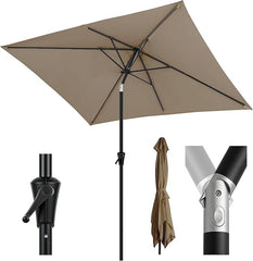 Sekey Aluminium Sonnenschirm Rechteck mit Kurbel & Knickfunktion – UV50+ Gartenschirm 38 mm Stange, 12x18 mm Streben für Balkon, Terrasse & Garten