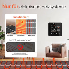 SALCAR Smart WLAN Thermostat – Programmierbarer Raumthermostat für elektrische Fußbodenheizung 230V mit LCD-Display, Tuya kompatibel (16A)