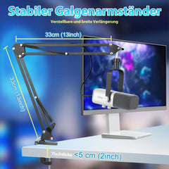 Fifine USB / XLR Dynamisches Mikrofon mit Arm, Stummschalttaste und Kopfhörerbuchse Sekey