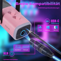 Fifine USB / XLR Dynamisches Mikrofon mit Arm, Stummschalttaste und Kopfhörerbuchse Sekey