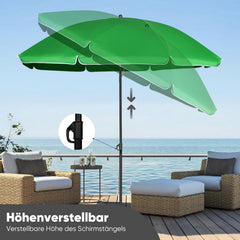 Sekey Sonnenschirm Ø160 cm rund – Strand- & Balkonschirm mit Neigungswinkel & Höhenverstellung, inkl. Schutzhülle, 140 g/m² Polyester, für Garten, Terrasse & Strand