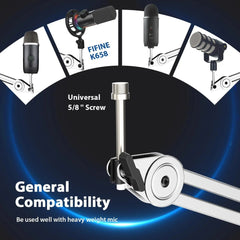 Fifine 2 kg Mikrofon Arm mit Mikrofonclip, 3/8" bis 5/8" Adapter, BM63 Sekey